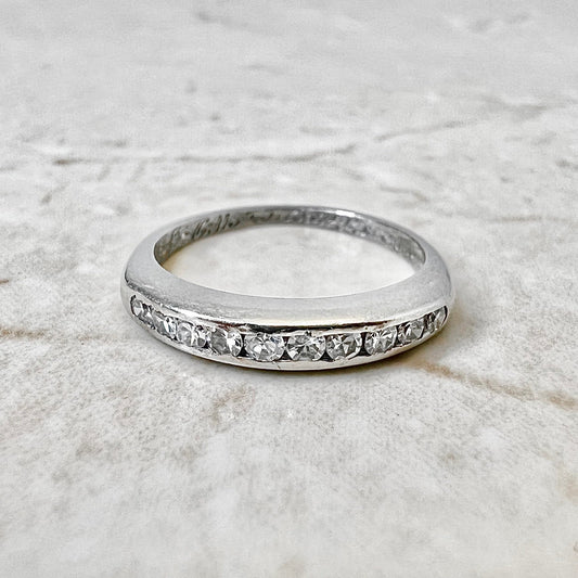 Vintage Platinum Half - Eternity Diamond Band Ring - WeilJewelry