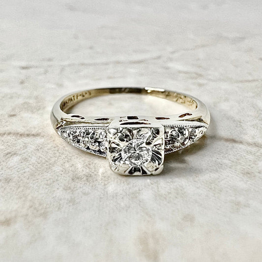 Vintage Retro 14 Karat Gold Diamond Engagement Ring - WeilJewelry