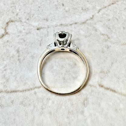 Vintage Retro Diamond Engagement Ring Circa 1940 - 14K Two Tone Gold Ring - Diamond Cluster Ring - Halo Diamond Ring - Diamond Wedding Ring