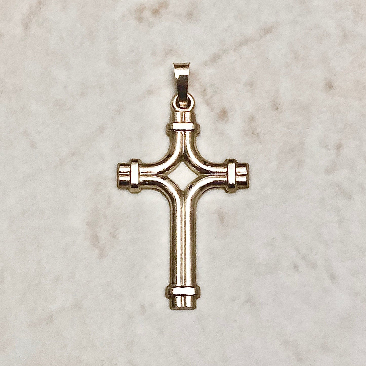Vintage 10K Gold Cross Pendant Necklace - Yellow Gold Unisex Religious Pendant - Birthday Gift - Christian Pendant - Gift For Her