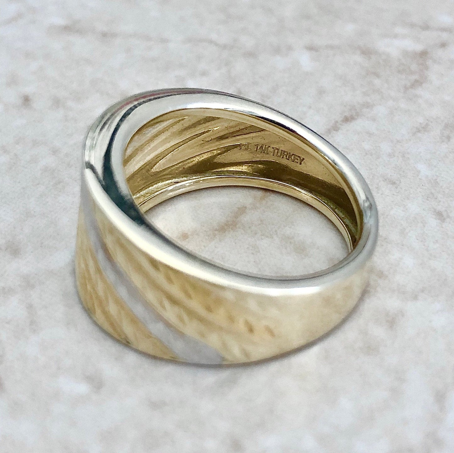 Wide 14 Karat Two - Tone Gold Band Ring - WeilJewelry